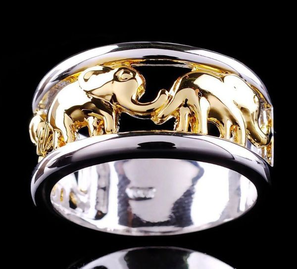 

ywospx 2021 bohemian male gold and silver color elephant rings for men wedding ring commitment anillos bijoux5344518, Golden;silver