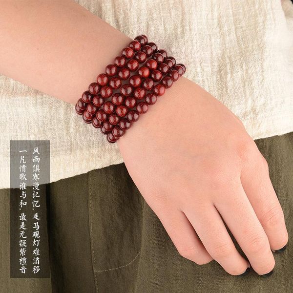 

bangle natural wood india lobular red sandalwood bracelets 6/8mm old material red wood buddha 108 beads bracelets jewelry, Black