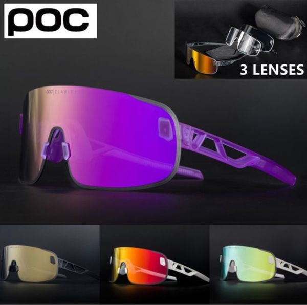 

poc 3 lens outdoor sports cycling running uv resistant sunglasses, White;black