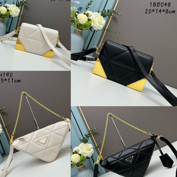 

classic brand embroidery tote bags women's designer crossbody bags 10a metal triangle pattern shoulder bag cover gold chain totes purse