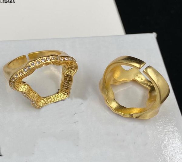 

luxurious designed rings women white pink diamonds greece meander pattern head portrait 18k gold plated s brass open ring designer jewelry v, Slivery;golden