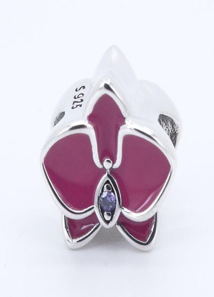 

orchid radiant orchid enamel & purple cz 2017 summer 100% 925 sterling silver bead fit bracelet authentic charm fashion jewelry9098422, Black