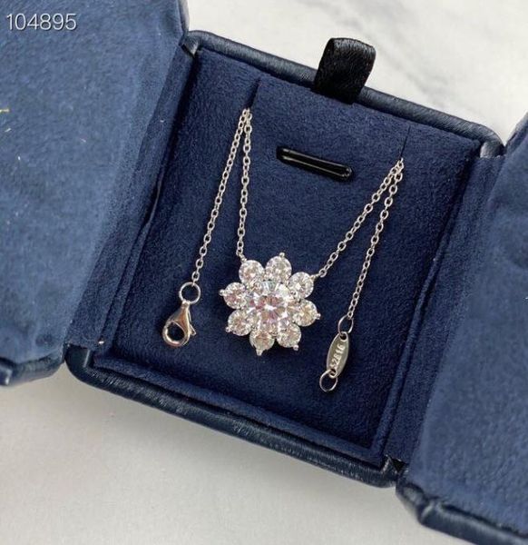 

luxury classic brand designer s925 sterling silver full zircon pendant necklace for wedding bridal's jewelry4618636