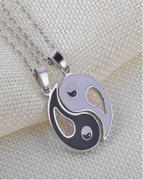 

friends yinyang necklace set silver plated rhinestone embellished necklaces gift idea unique jewelry chokers necklaces9302427, Golden;silver