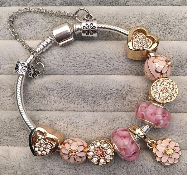 

fashion charm bracelet women exquisite enamel colorful beads beaded bangle for jewelry girls children gift9480692, Golden;silver