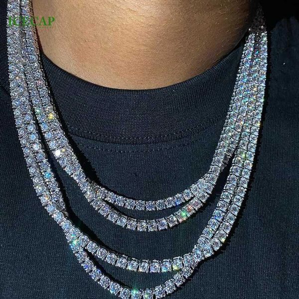 

single row round vvs moissanite white 925 silver tennis chain necklace past the diamond test gra jewelry
