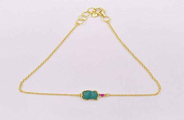 

gold bear color bracelet with amazonite and ruby authentic 925 sterling silver bracelets fits european bear jewelry style gift and5947752, Golden;silver