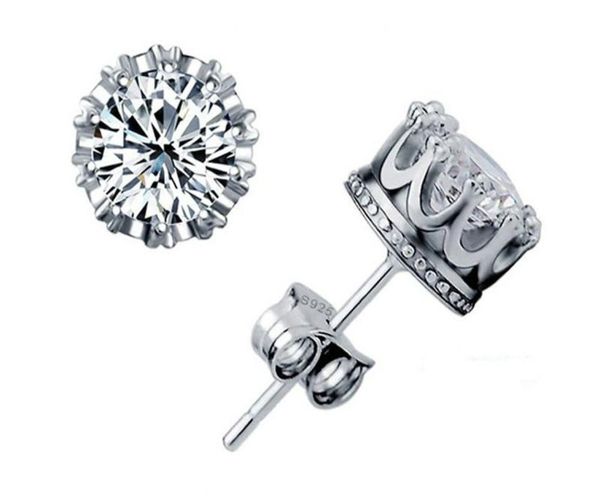 

fashion jewelry crown women classic shining zircon small earrings gold color ears stud for men9169272, Golden;silver
