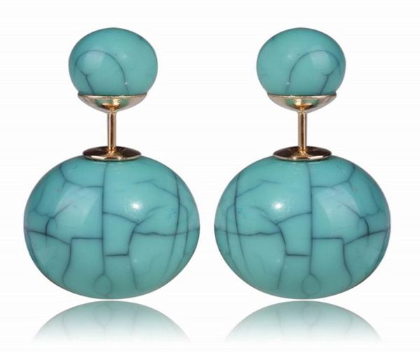 

designed trendy cute charm double imitation pearl matte ball stud earrings accessories jewelry for women double faced earirngs ps02092605, Golden;silver