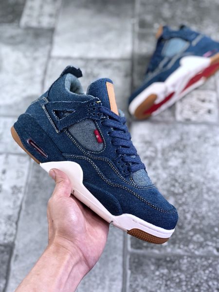 

4s canvas basketball shoes 4 denim-sail-game red men women lifestyle casual streetwear ship with boxes