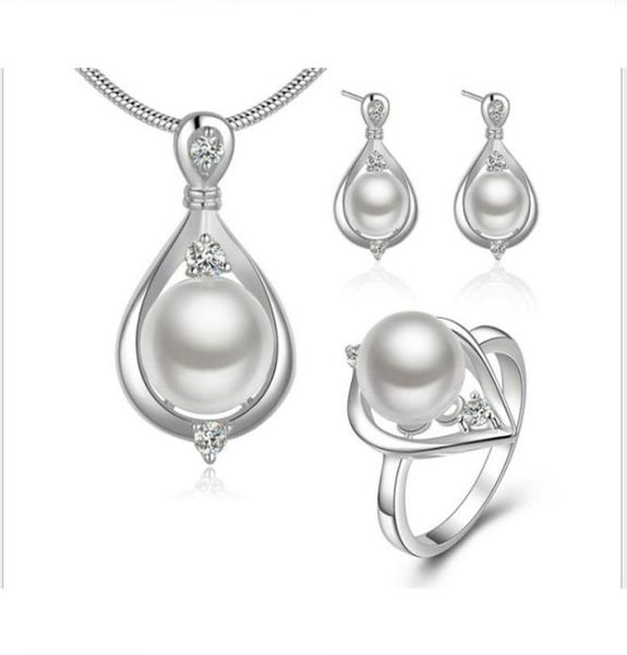 

trade jewelry silver plated jewelry whole natural pearl set combination of european and american goods9017630, Golden