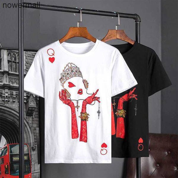 

short d dolcly gabbanaly g luxury brand designer mens t shirt dg queen heart print pullover tee sleeve summer cotton round neck sweatshirt q, White;black