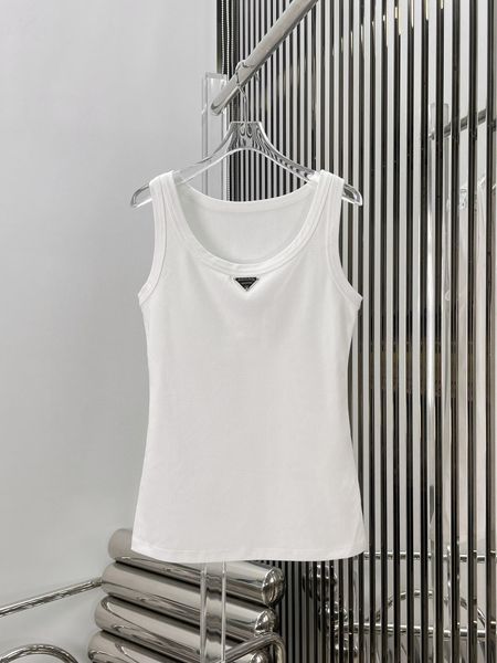 

Womens Tanks & Camis Anagram-embroidered cotton-blend tank top Shorts Designer Nylon Yoga Suit O-neck Sleeveless Sports bra Vest Ladies solid Elastic Femme G6, White