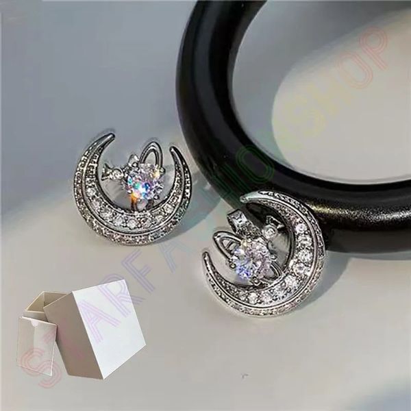 

fashion stud earrings womens diamond moon saturn earrings luxury designer jewelry women diamond wedding gifts perfect ok, Golden