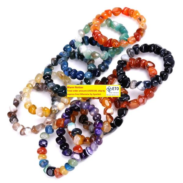 

irregularity agate natural stone strand bracelet bead charm bracelets for women men fashion jewelry will and sandy gift, Black