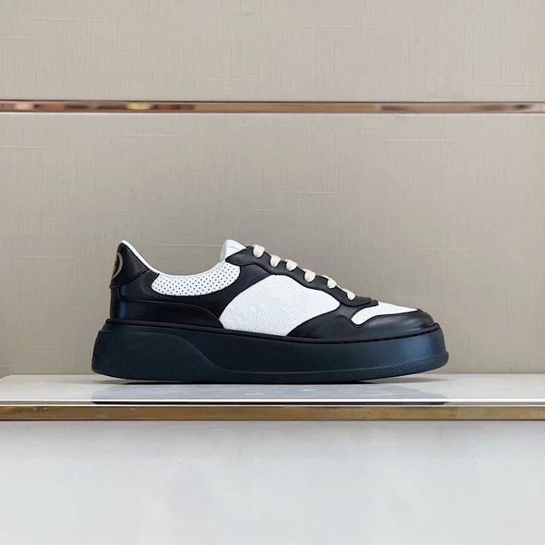 

new men's thick soled casual shoes, elevated shoes, men's printed embossed sneakers 669582 good, Black