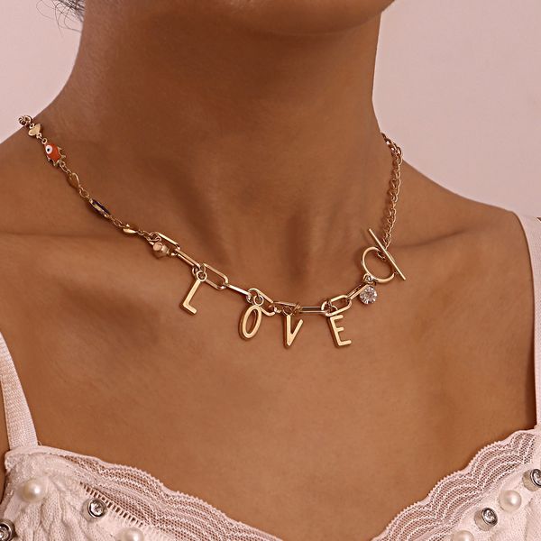 

pendant necklace ot buckle fish love letter pendant necklace female, fashion ins personality necklace temperament popular colorful personali, Silver