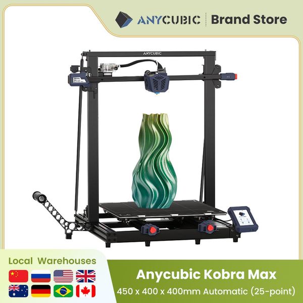

dress anycubic fdm 3d printers anycubic kobra max 3d printer huge print size double zaxis smart autoleveling printing, White