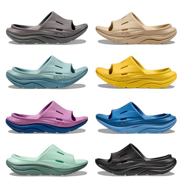 

blue hoka one one orda recovery platform slides 3 designer slippers women men white black pink summer beach sandal rubber sole casual shoes