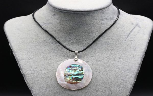 

customizable necklace natural mother of pearl abalone shell pendant necklace egg shape jewelry leather rope chain ethnic style cha8190687, Silver