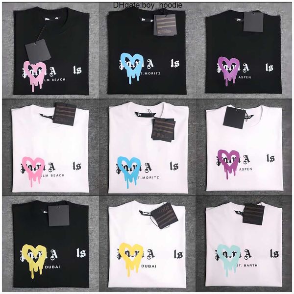 

2023 summer mens palm t shirt graffiti t-shirt palms palmangel city designer limited inkjet graffiti letter printing men's women's, White;black