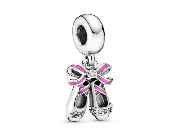 

authentic ale 925 sterling silver punk ballerina shoes dangle charms beads pendant fit charmes bracelets necklace for diy jewelr7585888, Black