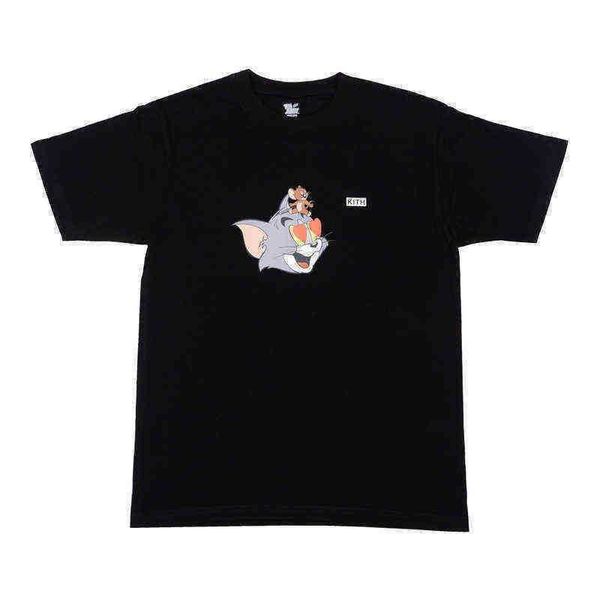

tide ss high brand men's t-shirts kith cat mouse printed short-sleeved cartoon for women tee cotton shirtsiwiwsf, White;black