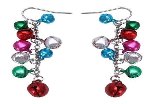 

multicolor silver tone christmas jingle bells dangle earrings chandelier9312734