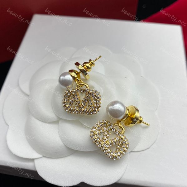 

pearl earrings designer for women charm studs gold letters earring dangle ear rings hoops fashion aretes luxury jewelry accessories ohrringe, Golden