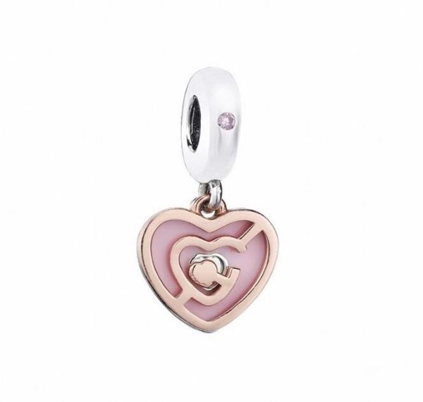 

new real 925 sterling silver bead pink enamel follow your heart rose path to love dangle pendant beads fit charm bracelet diy jewe6707694, Black
