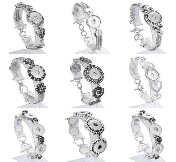 

18mm snap button jewelry antique silver snaps bracelet alloy pulseira for women mens diy snap button bracelets2530653, Golden;silver