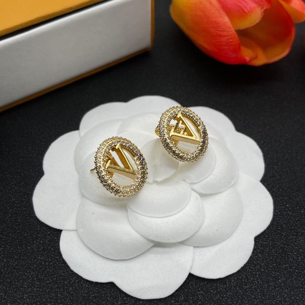 

earrings designer for women luxury diamond jewelry charm stud earrings gold plated hoop engagement wedding party gifts lover non-fading gift, Golden;silver