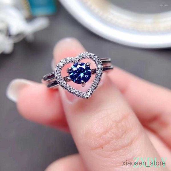 

wedding rings rings rings 2023 heart style blue moissanite ring for women jewelry 0.5ct gem engagement 925 gift disassemble r230626, Slivery;golden