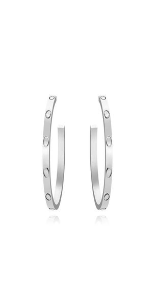 

large hoop huggie screw love earrings for women ladies girls gift jewelry 316l titanium steel famous brand jewelry surface width7424435, Golden;silver