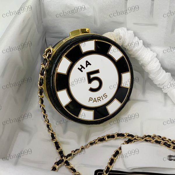 

23ss designer womens makeup case round pie chip bag beautiful printed matelasse chain handbag skew straddle bags mini coin purse brand mouth