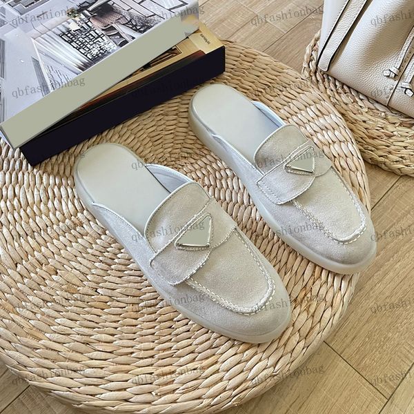 

designer womens slippers couples slippers leather enamel triangle buckle flat sandals dress shoes outdoor beach shoes half slipper street me, Black