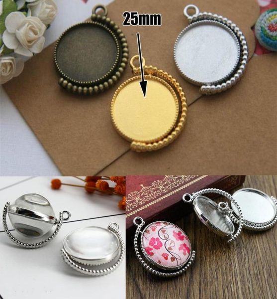 

diy consumables jewelry accessories rotate double side bottom brackets time gem sublimation blank pendant for transfer printin5032660, Silver