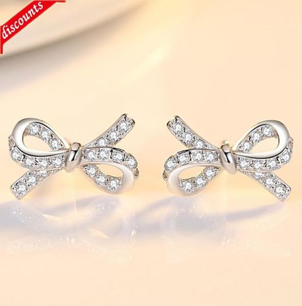 

diamond studded bowknot earrings korean version xiaoqingxinsen full diamond zircon sweet girl heart personalized ked33332288908, Golden;silver