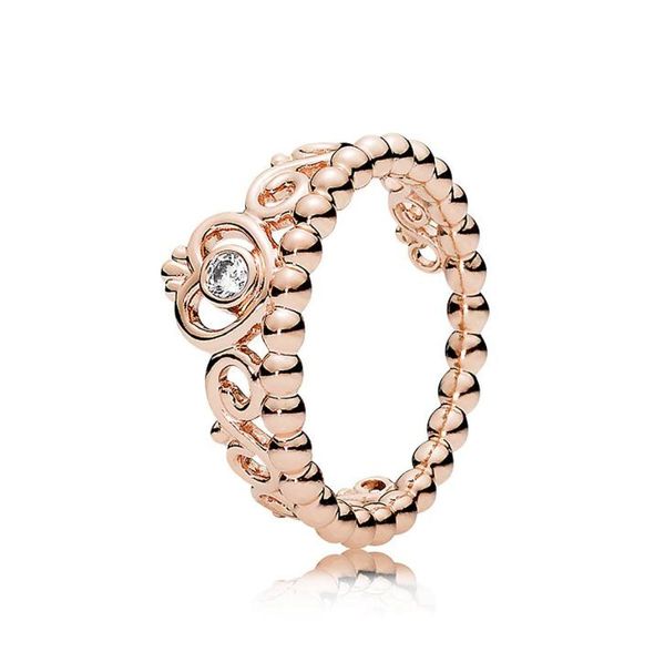 

18k rose gold cz diamond crown ring set original box for 925 sterling silver my princess tiara rings set women wedding wjl47306155932, Slivery;golden