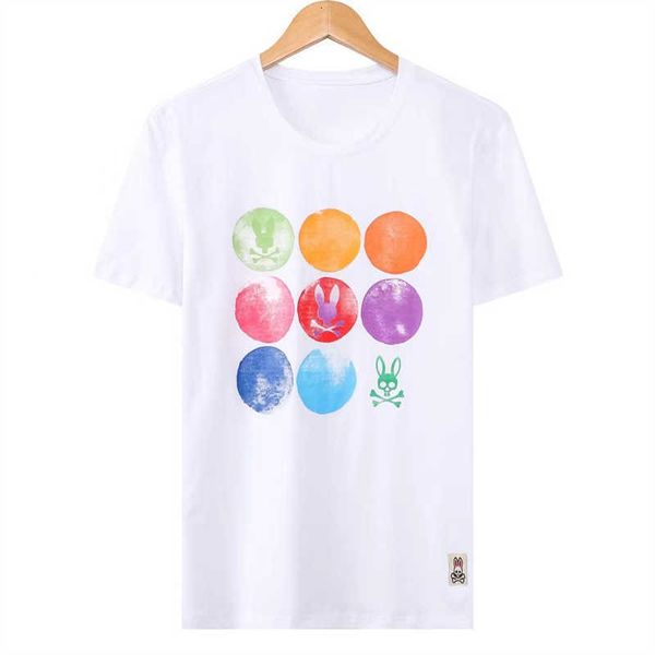 

psychos tees 2023 summer bunnys t-shirt cartoon embroidery skull rabbit pattern versatile short sleeve polo casual cotton 9y19, White;black
