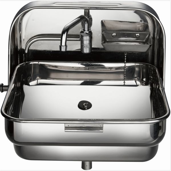 

stainless steel folding sink with integrated faucet caravan camper boat gr-595