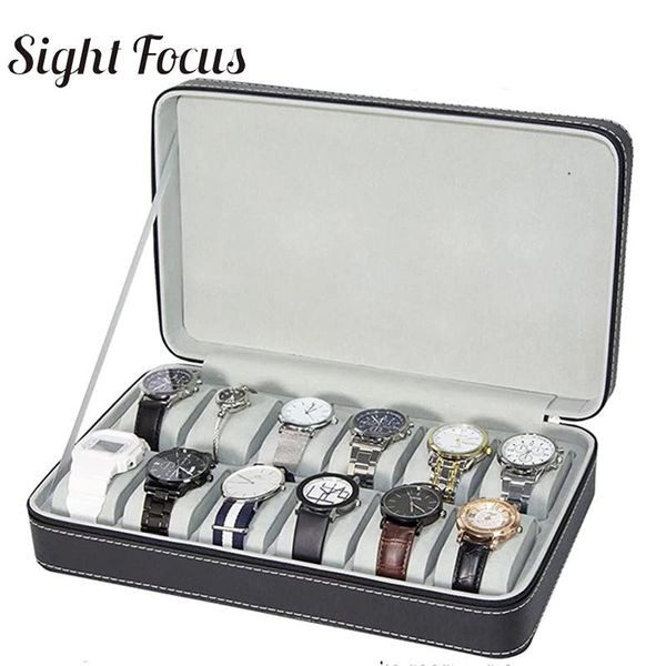 

dress watch box organizer pu leather storage bag portable travel watch display holder case watch collection gift holder 6 10 12 slots, White
