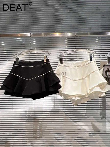 

deat fashion temperament uality rhinestones design spliced miniskirt women high waist hip wrap short skirts female11p0545 l230621, Black