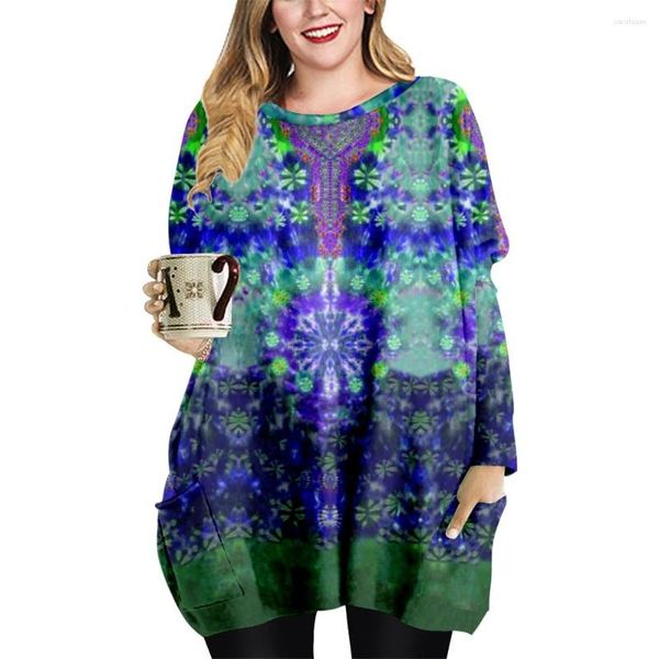 

women's t shirts summer 2023 women fashion vintage tie dye printed t-shirt female casual clothing long sleeve blouse, White