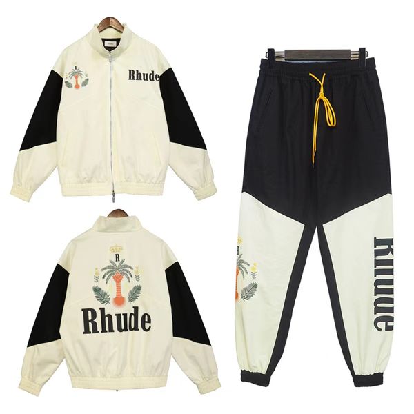 

23s mens tracksuits designer sports jacket set rhude hoodie mens set,fashionable casual couple matching clothing european size s-xl, Gray