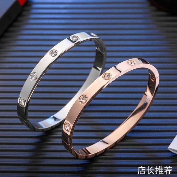 

original designer online selling new rose gold titanium steel bracelet women's simple open bracelet 18k small design couple bracelet, Black