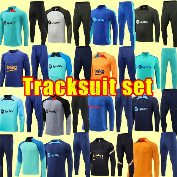 

23 24 lewandowski soccer tracksuits barcelona auba pedri ansu fati coutinho f.de jong dest gavi adama football shirt men adul tracksuit trai, Black