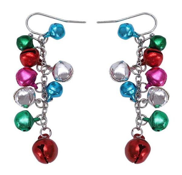 

multicolor silver tone christmas jingle bells dangle earrings chandelier9797464