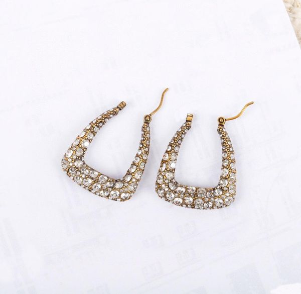

fashion gold round diamond earrings aretes for lady women party wedding lovers gift engagement jewelry for bride with box4541188, Golden;silver
