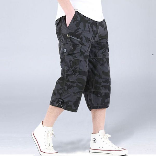 

men's shorts men summer casual elastic multi pocket beach sport camouflage military cargo army work cropped trousers 230625, White;black